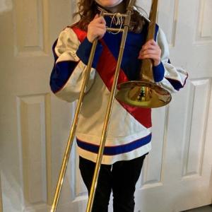 Ten-year-old Charlotte Ramsdell is ready for the curtain to go up on Studio Theater of Bath’s production of “The Music Man” this weekend. Courtesy photo