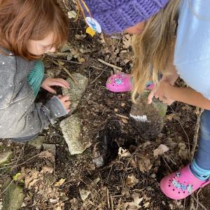 Hearty Roots adventurers get their hands dirty while connecting with nature during exploration time. Courtesy photo