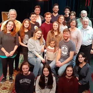 Cast of Heartwood's Live Radio Theater production of “Merry Christmas, George Bailey!” Dec. 2nd & 3rd evenings, with a matinee on the 3rd. Missing from photo – Harrison Pierpan
