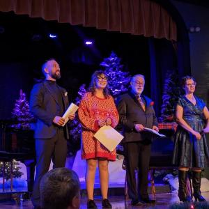 Carolers, from left: Tommy Waltz, Abbey Hutchins, John Adams and Devin Dukes. CANDI JONETH/Boothbay Register