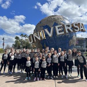 The Boothbay Region YMCA Y Arts competition team at Universal Studios in Orlando, Florida. Courtesy of Emily Mirabile