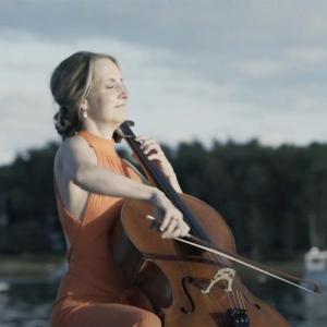 A still from a video of cellist Wilhelmina Smith performing Bach’s “Cello Suite No. 6” in Round Pond Harbor. Courtesy of Coastal Rivers Conservation Trust