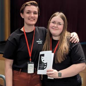 Grace Campbell and Rachel Barter win student writer awards at the 2023 Maine Drama Festival. CANDI JONETH/Boothbay Register