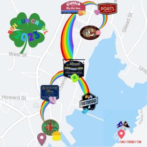 The Boothbay Harbor Paddy Pub Crawl map. Courtesy of Jax van der Veen