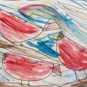 Painting by kindergartener Camden Gorden - Wiscasset Elementary School. Courtesy of the venue