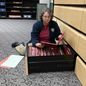 Elaine Jones researching at National Archives. Courtesy of Elaine Jones
