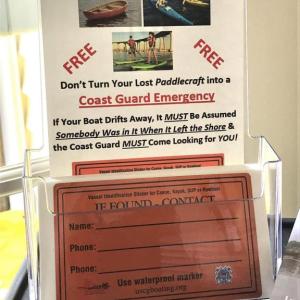 The U.S. Coast Guard spends millions of taxpayer dollars each year looking for people who aren’t really missing. Having your contact info on your paddle-craft can help you get your vessel back while also saving time and money by avoiding unnecessary Coast Guard Search and Rescue missions. Courtesy of Ted Chatham