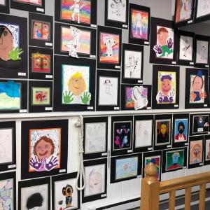 One wall of Boothbay Region student art from the 2022 show. Courtesy of BRAF