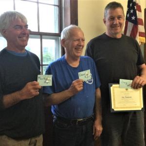 Three Lions receiving awards at a recent meeting were, from left, 1st vice president Mark Jones, Lion Tamer Duane Lewis and King Lion Dr. Jay Andrews. Mark was given a 30-year pin, Duane a 10-year pin and Dr. Jay, the Lion of the Year award and a 35-year pin. Karen Nickerson photo