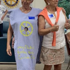Charlotte Jameson, left, and Karen Pritchard get ready for the cornhole tournament. Courtesy photo