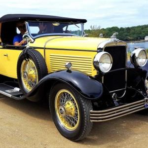 The late Bob Williams of New Harbor, one of the OBD Williams-Fossett Vintage Car Show namesakes pictured with his adoring wife, Dianne, driving their extremely rare 1929 Peerless Roadster during the 2017 event. Courtesy photo