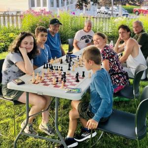 Playing chess at the Boothbay Harbor Memorial Library. Courtesy photo