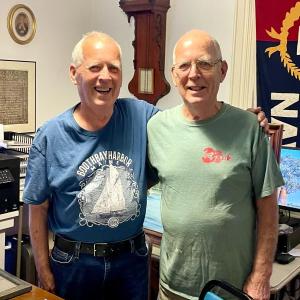 Duane, left, and Dwight Lewis at their Aug. 24 talk at the Boothbay Region Historical Society museum. Courtesy of Judy Eastwood