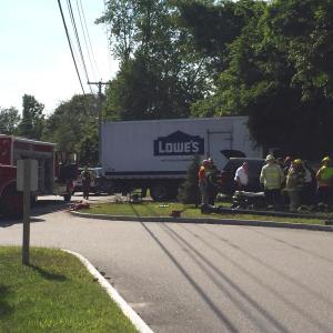 The crash scene near the Boothbay Post Office Sept. 1. File photo