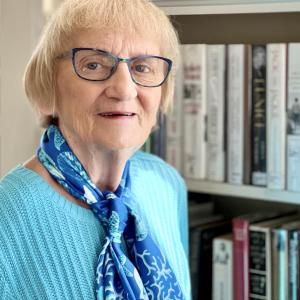 Gloria Taliana in the Boothbay Harbor Memorial Library. John Nunan photo