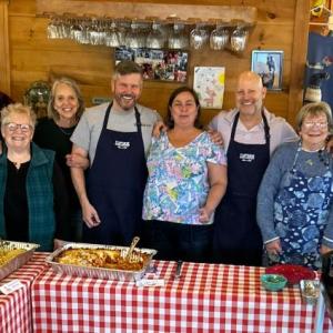 The Dec. 4 Community Lunch crew. Pictured from left are Kelly Camp (new volunteer), Allan Osborn, Nancy Van Dyke, Kris Ward, Buzz Marakewicz, Lisa Hallinan, Mark Osborn, Tancy Mitchell, Jackie Dunn-Helsinki and Scott Edwards. Jennie Mitchell photo
