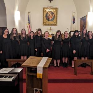 BRHS Seahawk Singers, from left: Dr. Mary Miller, Suzie Edwards, Justine Marshall, Chau Nguyen, Lexi Hughes, Chloe Joneth, Skyla Carrier, Hannah Hills, Kai Pitcher, Rose Campbell, Sarah Harris, Sophia Mansfield (not pictured). CANDI JONETH/Boothbay Register