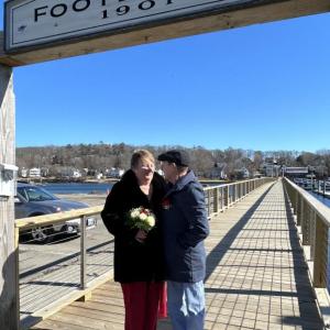 A Footbridge wedding: Ruth Barker and Phil Charmanski say “I do” on Valentine’s Day. JENNY BENNETT/Boothbay Register