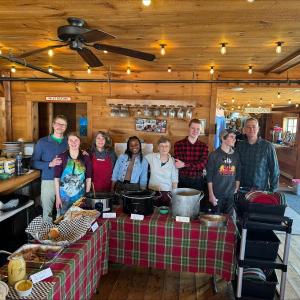 The Anchor Church members get ready to serve the Community Lunch food. Jennie Mitchell photo