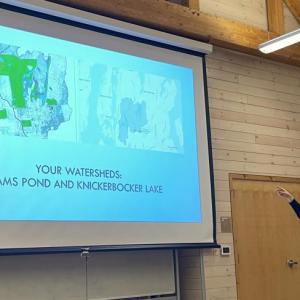 Rebecca Jacobs speaks about watersheds at Coastal Maine Botanical Gardens Feb. 28.