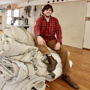 Sherman Brewer in his East Boothbay sail loft. Robert Mitchell photo