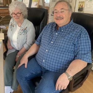 Registrar of Voters Claudia Coffin, left, and Warden Ted Hugger oversaw Edgecomb’s May 17 municipal election which saw three newly elected and five re-elected officers. BILL PEARSON/Boothbay Register