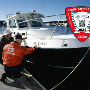 C..G. Auxiliary Vessel Examiners check all legally required items on your boat. The exams are free and the results are not shared with other agencies. C.G. Auxiliary photo