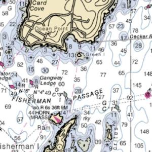 This is a section of local Chart #13293. It contains at least 20 pieces of important navigation information. Don’t know what all the symbols and numbers on the chart mean? Our course will help you learn what they are and why all of them are important. “Navigating Mid Coast Maine” makes chart reading, navigation, and learning the local waters fun and interesting. All proceeds support the activities of the all-volunteer USGC Auxiliary Flotilla 2-5 (Boothbay Harbor).