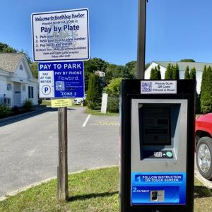 The parking kiosk near the town office. ISABELLE CURTIS/Boothbay Register