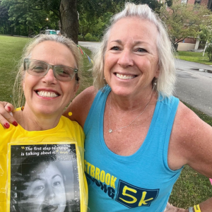 Patrisha McLean, CEO and Founder of Finding Our Voices, with Laurie Rairdon who started the Westbrook Strong 5k with her husband Gary to honor their son Matthew. Matthew was murdered at 22-years-old by an ex-boyfriend. Photo: Patrisha McLean