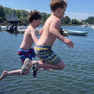 The annual Swim Test. Brothers Owen and Jonah Fessenden take their swim test together last Monday. Courtesy photo