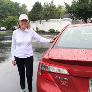 Rain doesn't keep volunteer Ann Sutter from her Tuesday deliveries. Courtesy photo