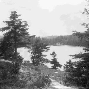 A panoramic view of Appalachee Pond in the early decades of the 1900s. Courtesy of BRHS