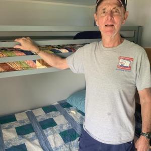 Vietnam veteran and V.E.T.S. Inc. volunteer Chris Goodwin provided guided tours of the new mobile campers being provided to homeless veterans. BILL PEARSON/Boothbay Register