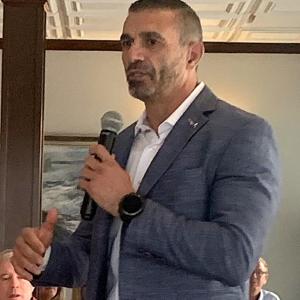 Retired FBI agent George Piro spoke about his experience as the lead interrogator of Saddam Hussein. Piro was the featured speaker Aug. 15 at Boothbay Harbor Oceanside Golf Resort during a Special Operators Transition Foundation fundraiser. BILL PEARSON/Boothbay Register