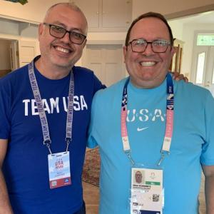 Elliot Schwartz, right, works for the U.S. Olympic and Paralympic committee and was part of an 11,000-plus delegation to the 2024 Paris Games. His spouse, Byron Cortez, accompanied him to Paris as an Olympic volunteer and worked at Team USA House during the Games. BILL PEARSON/Boothbay Register