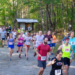 The start of a previous Race Through the Woods. Courtesy of Midcoast Conservancy