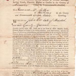 Contrary to the popular belief that few 18th-century women owned property, the Boothbay Region Historical Society's archival collections contain evidence that many women bought, sold, and inherited property – like this 1792 document naming Rosanna McMillen administrator of the estate of her late father, John Orr.  One of the areas of greatest interest to visitors is the Society’s extensive collection of local genealogical information. Since completing the History Files, volunteers have been digitizing the S