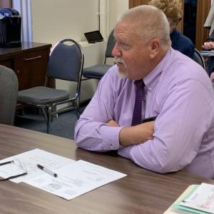 Sheriff Todd Brackett discussed a federal pilot program during the Sept. 3 commissioners’ meeting. The program is designed to allow public safety agencies easier access into schools during emergencies. BILL PEARSON/Boothbay Register