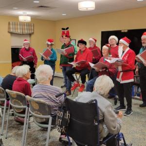 The N'oreasters Barbershop singers are spreading Christmas cheer through song. Courtesy of Kathy Robatille