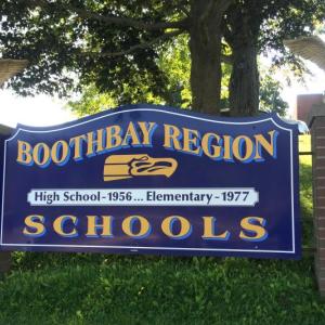 Boothbay region school sign.