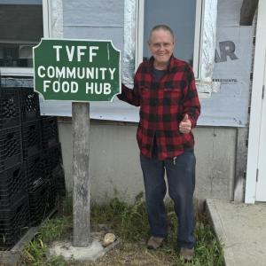 Weston Wotton Mobius Volunteer of the Year for 2024m heard that the community food hub was in need of a sign as people could not find it. With the help of staff , he created and installed this fine sign,