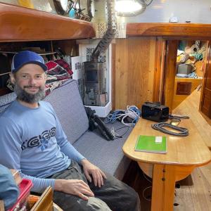 A man in a boat cabin