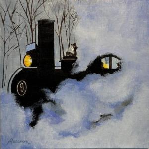 "Locomotive #9" - Ann Hedgecock acrylic.