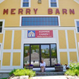 Merry Barn founder Stephanie McSherry sits outside the creative space at 417 River Road, Edgecomb. Courtesy image
