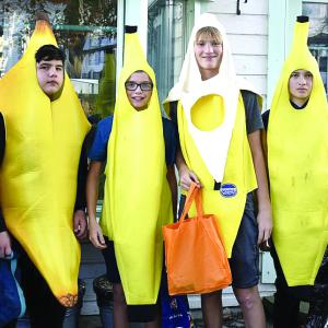 Halloween parade participants.