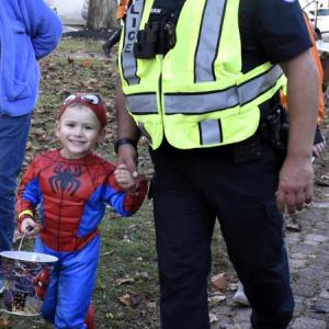 Halloween parade participants.