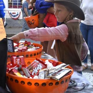 Halloween parade participants.