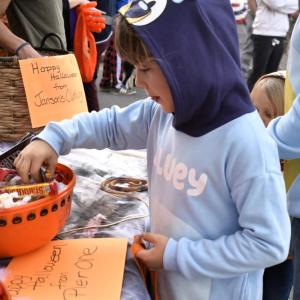 Halloween parade participants.
