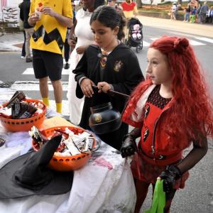 Halloween parade participants.